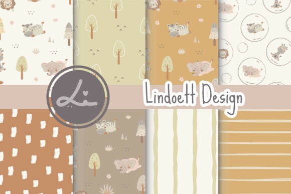 Download Cute Safari Animal Digital Paper - Safari Collection