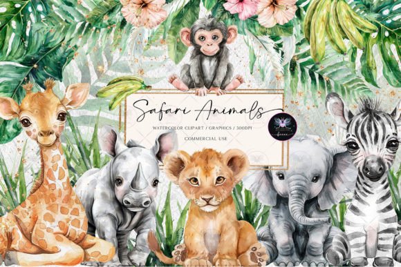 Download Safari Animals Watercolor Clipart - Safari Collection