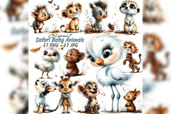 Download Whimsical Safari Baby Animals Clipart - Safari Collection