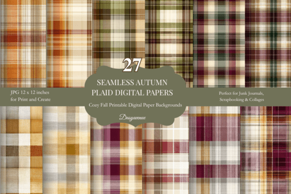 Download Seamless Autumn Plaid Digital Papers - Premium Resources