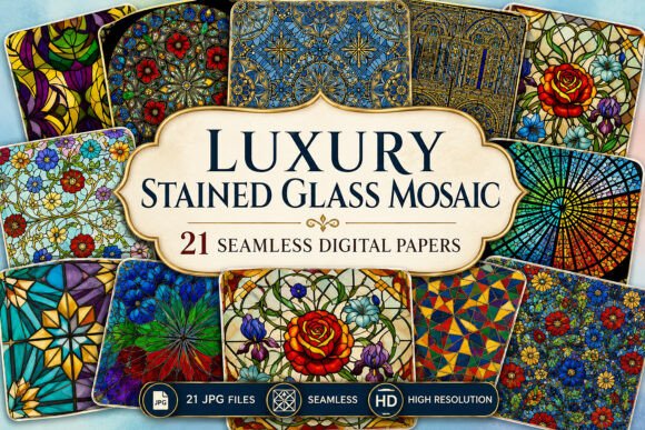 Download Luxury Stained Glass Mosaic Seamless - Mosaic Collection