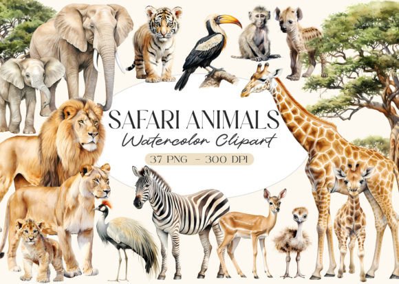 Download Watercolor Safari Animals Clipart - Safari Collection