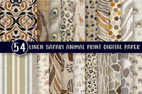 Download Linen Safari Animal Print Digital Paper - Safari Collection