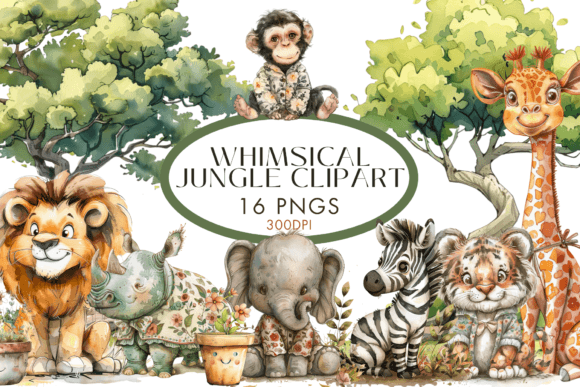 Download Whimsical Safari Watercolour Clipart PNG - Safari Collection