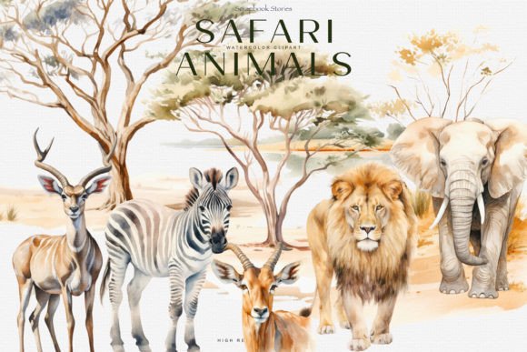 Download Watercolor Safari Animals Clipart Set - Safari Collection