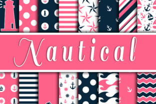 Download Pink and Navy Blue Nautical Designs Digital Paper - Navy blue Collection