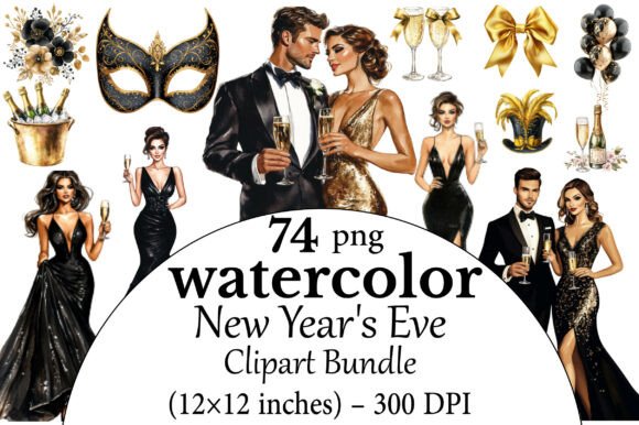 Download Watercolor New Year's Eve PNG Clipart Bu - Premium Resources