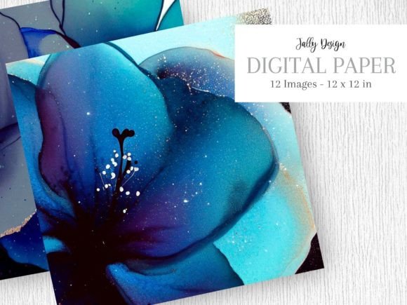 Download Navy Blue Alcohol Ink Flower &amp; Glitter - Premium Resources