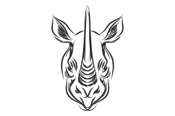 Download Rhino Head. Hand Drawn Safari Animal Log - Safari Collection