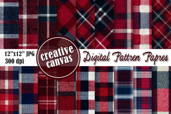 Download Red Navy Plaid Digital Paper Bundle - Navy plaid digital paper Collection
