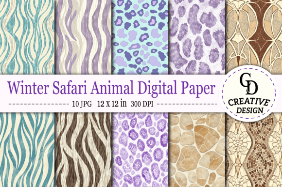 Download Winter Safari Animal Digital Paper - Safari Collection